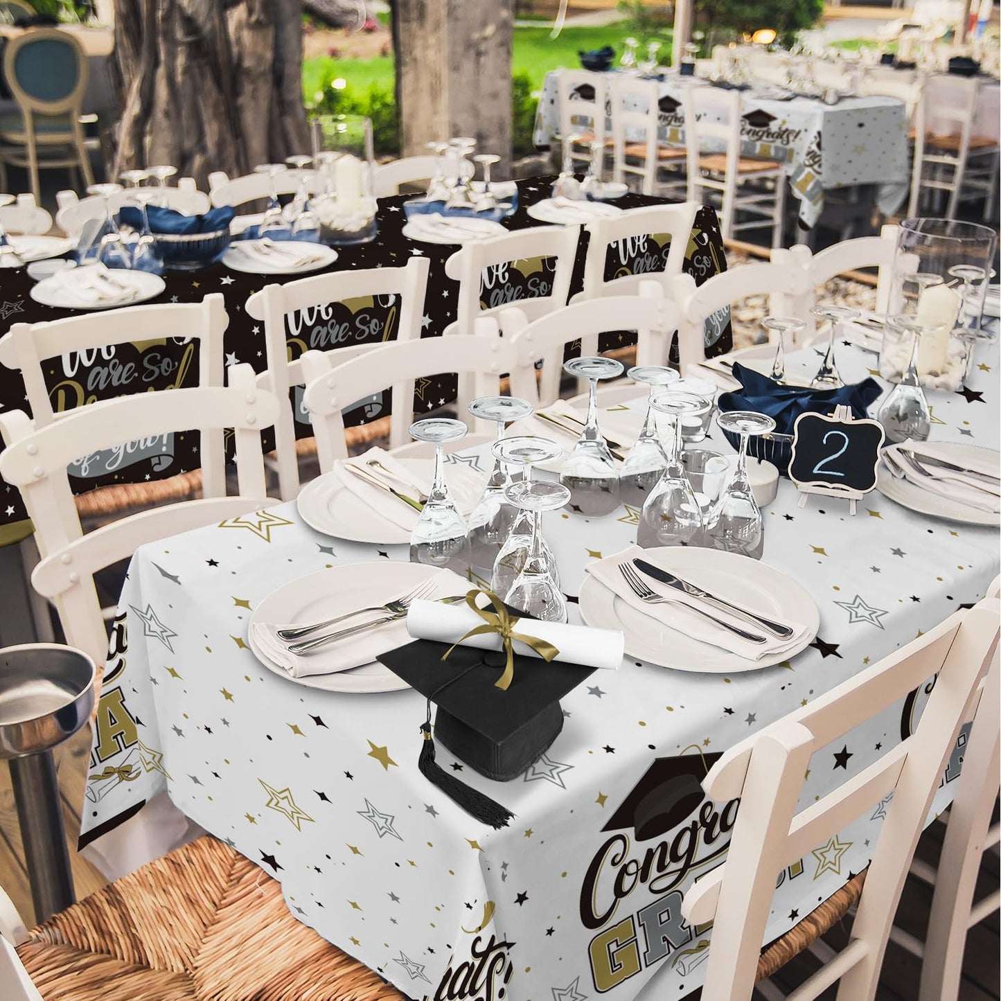 Graduation Decorations 2026 Black and Gold Grad Party Supplies with Disposable Plates, Napkins