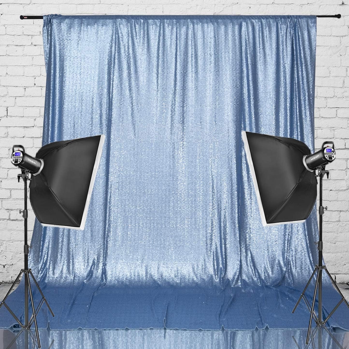 Eternal Beauty Baby Blue Sequin Backdrop, 4x7 Ft Glitter Background Curtains for Shimmer Photography Party Wedding Birthday Back Drop Decor