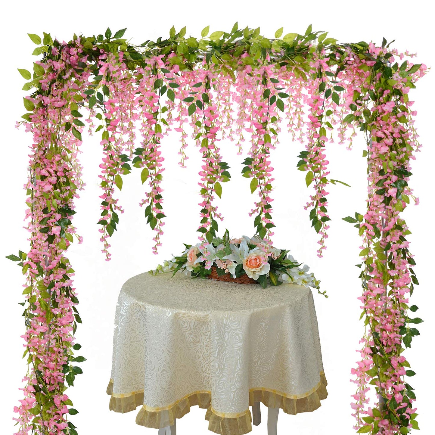Lvydec Wisteria Artificial Flowers Garland, 4 Pcs Total 28.8ft Artificial Wisteria Vine Silk