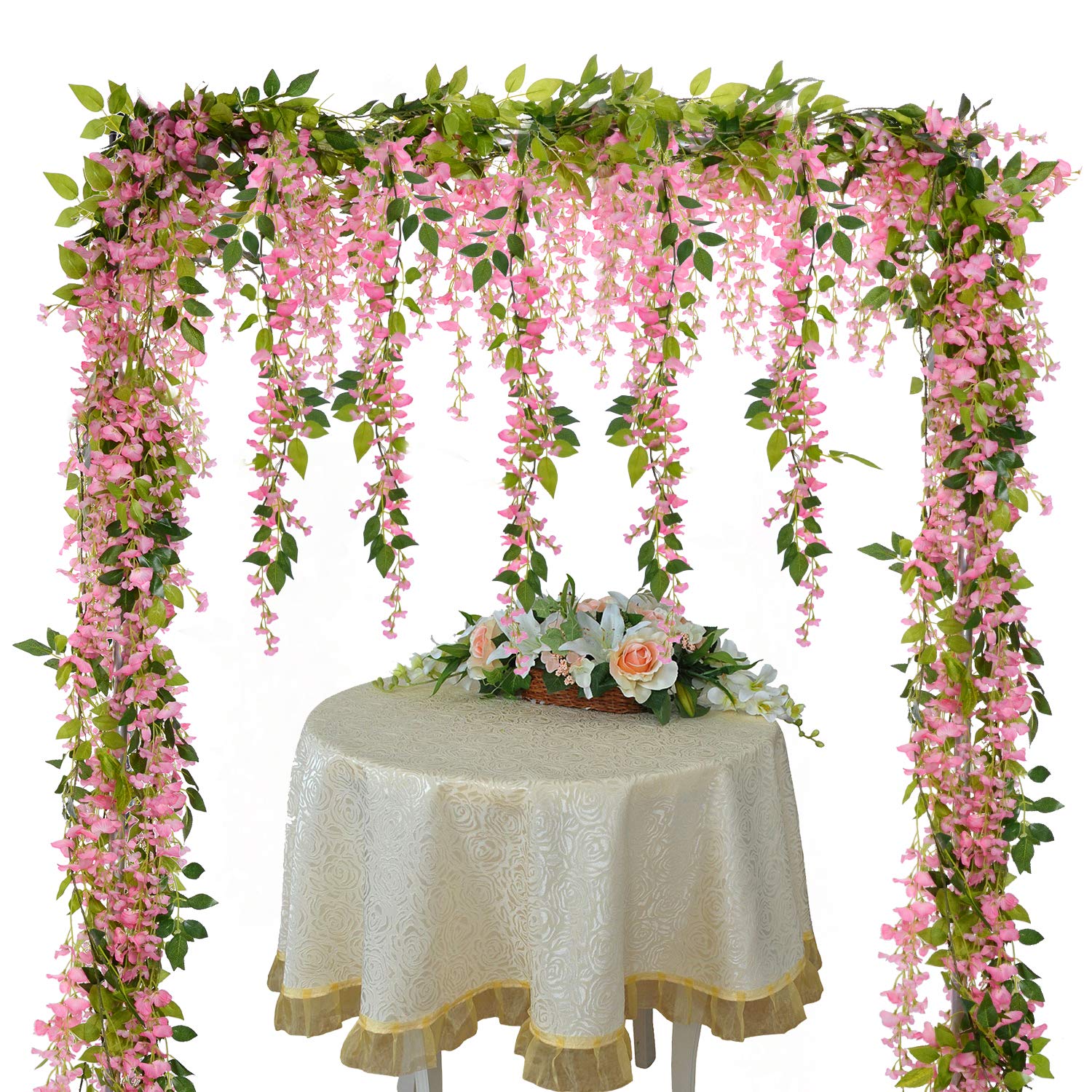 Lvydec Wisteria Artificial Flowers Garland, 4 Pcs Total 28.8ft Artificial Wisteria Vine Silk