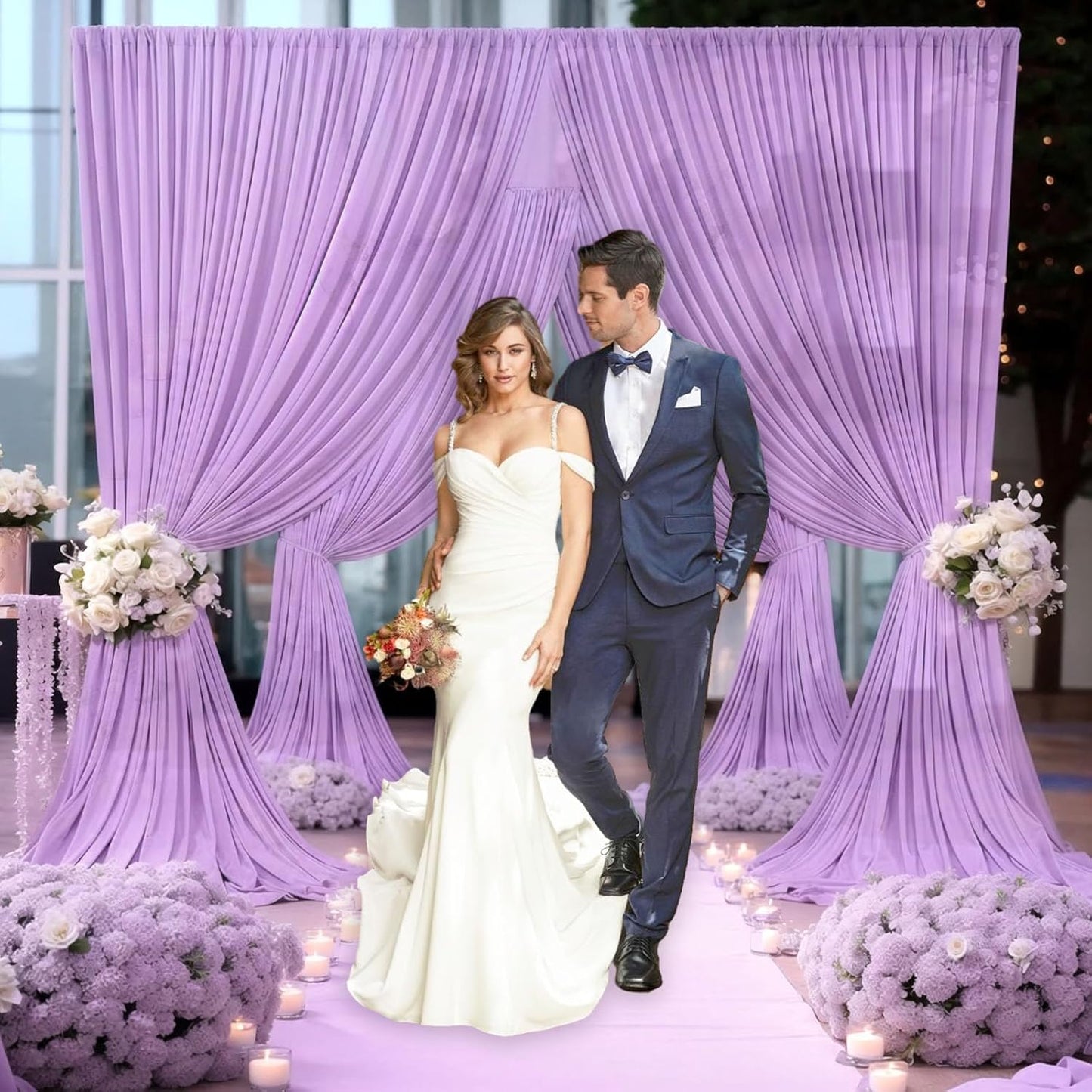 10 x 10 Feet Light Purple Backdrop Curtain for Partie, Background Curtains for Photoshoot, Birthday, Wedding, Halloween, Thanksgiving, Christmas Day, New Year Party Decorations 5Ft x 10Ft, 2 Panels