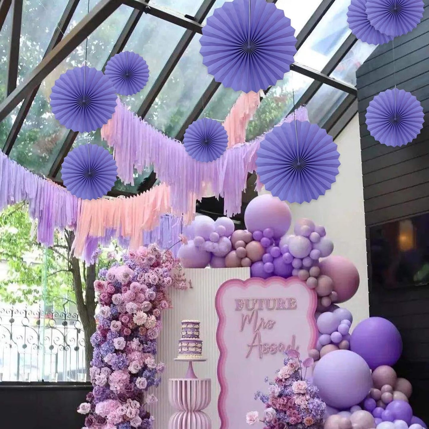 BARTHEW Purple Party Decorations,Purple Bridal Shower Decorations,Halloween Decor Events Accessories,Retirement Decorations Paper Fans Bulk 16in,Anniversary for 30 Color DIY Set(Purple)