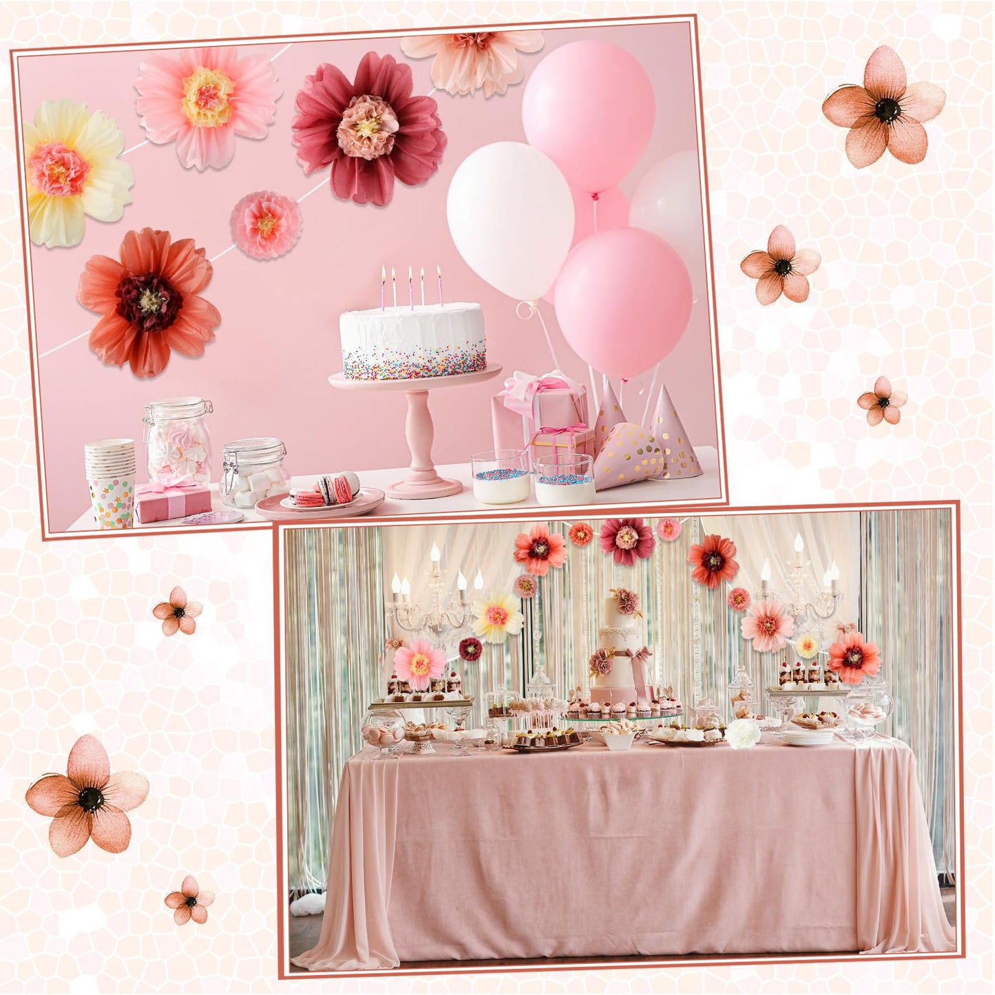 Crowye 12 Pcs Large Tissue Paper Flower Decor,20'' 31.5'',Vintage Color