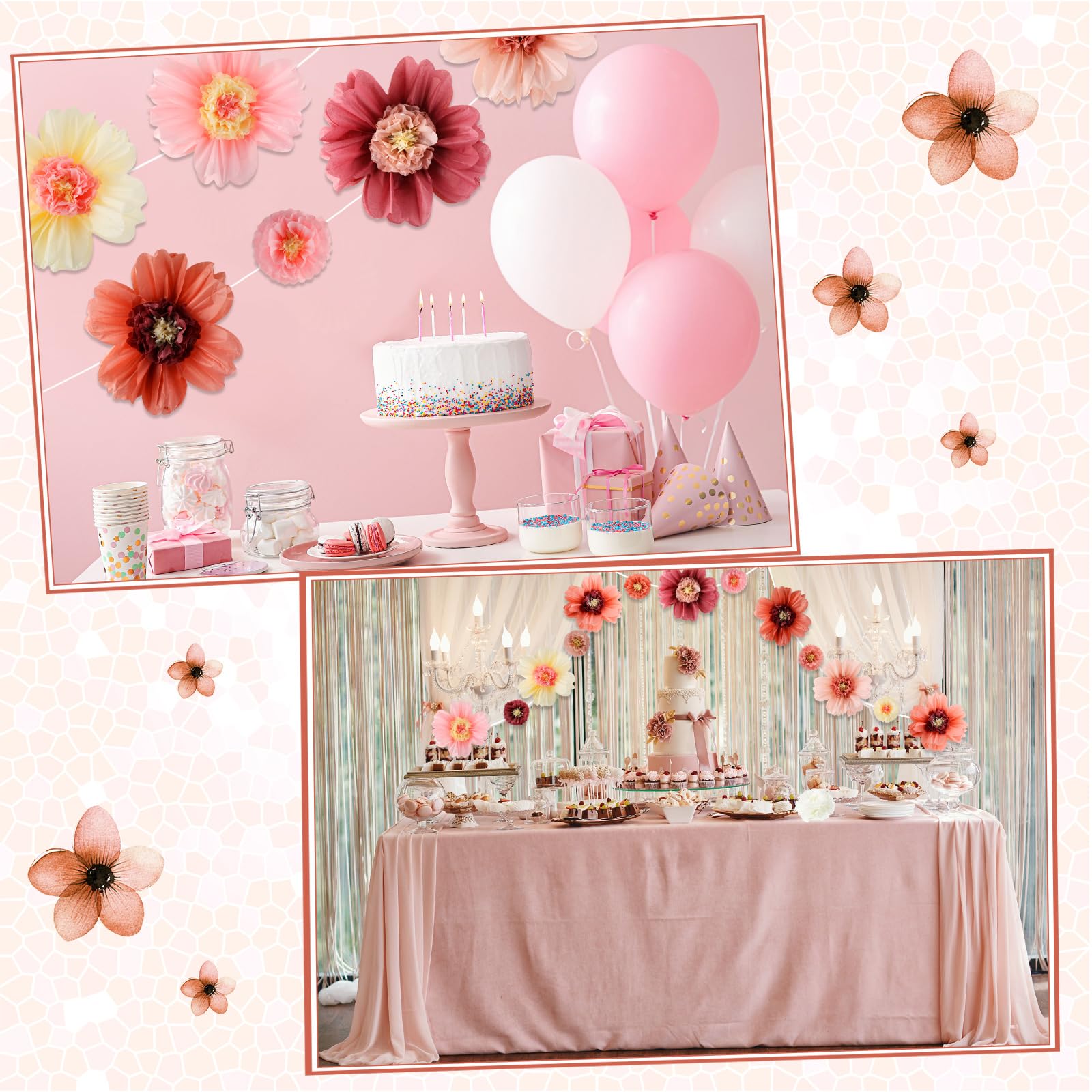 Crowye 12 Pcs Large Tissue Paper Flower Decor,20'' 31.5'',Vintage Color