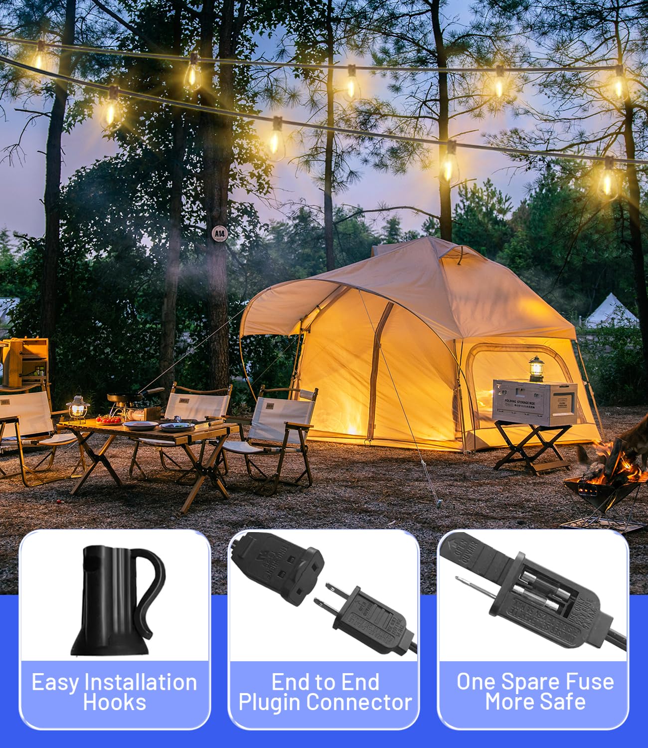 Tenmiro 200FT Outdoor String Lights, Ultra Long LED Patio Lights with Shatterproof High Brightness