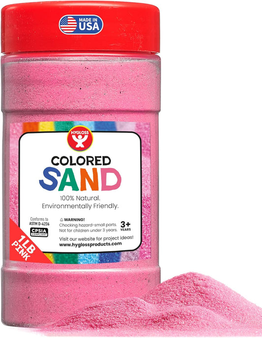 Hygloss Colored Sand for Crafts – 1 lb Bottle, Pink – Vibrant Colorful Fine Sensory Play Sand Art Kits for Kids – Classroom Activities for Children 3 4 5 6 7 8 9 10 11 12 – Safe for Ages 3+