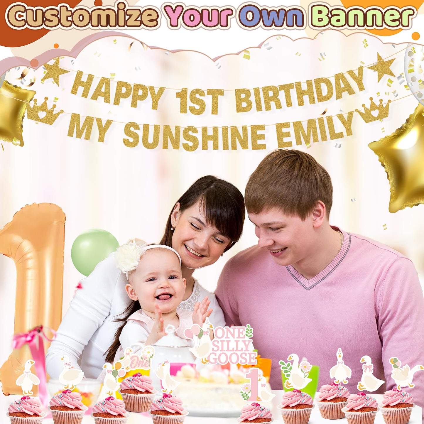GIFOHAPY 133PCS DIY Banner Kit with Letters Symbols,Make Your Own Banner,Personalized Gold Banner