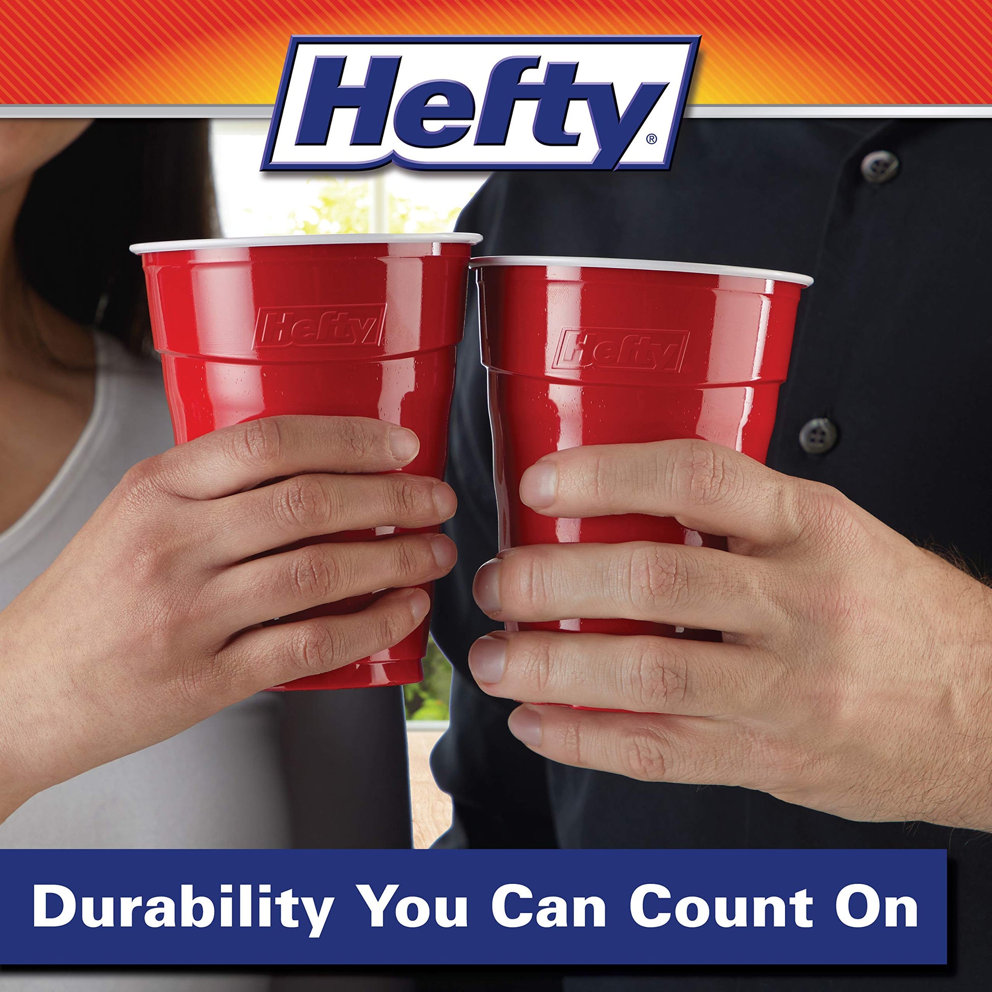 Hefty Party On Disposable Party Cups, Red, 18oz, 50ct