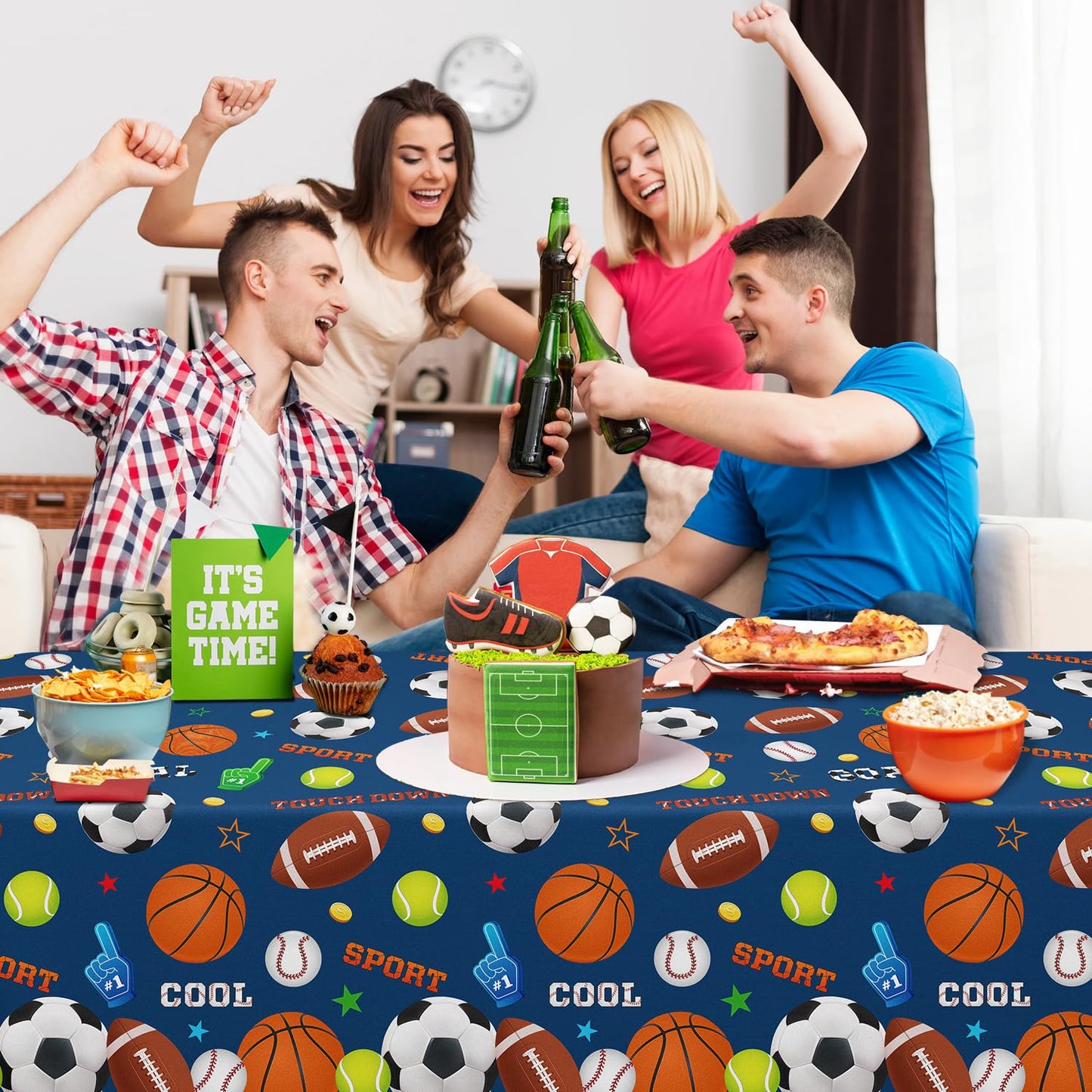 4 Pack Sports Party Decorations Sport Tablecloth Sport Theme Birthday Table Cloth Soccer Basketball