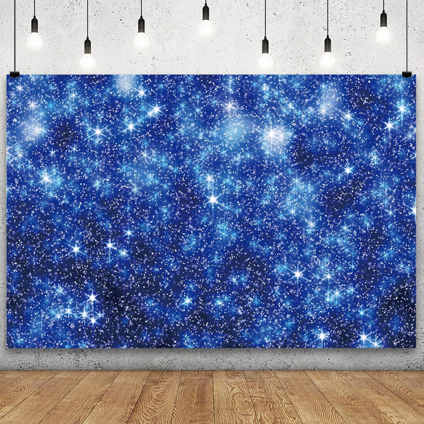 YongFoto Blue Glitter Backdrop 20x10ft Silver Light Spots Navy Blue Sequin Bokeh Photography Background Birthday Bridal Shower Wedding Photography Background Party Banner Decor Portraits Photoshoot
