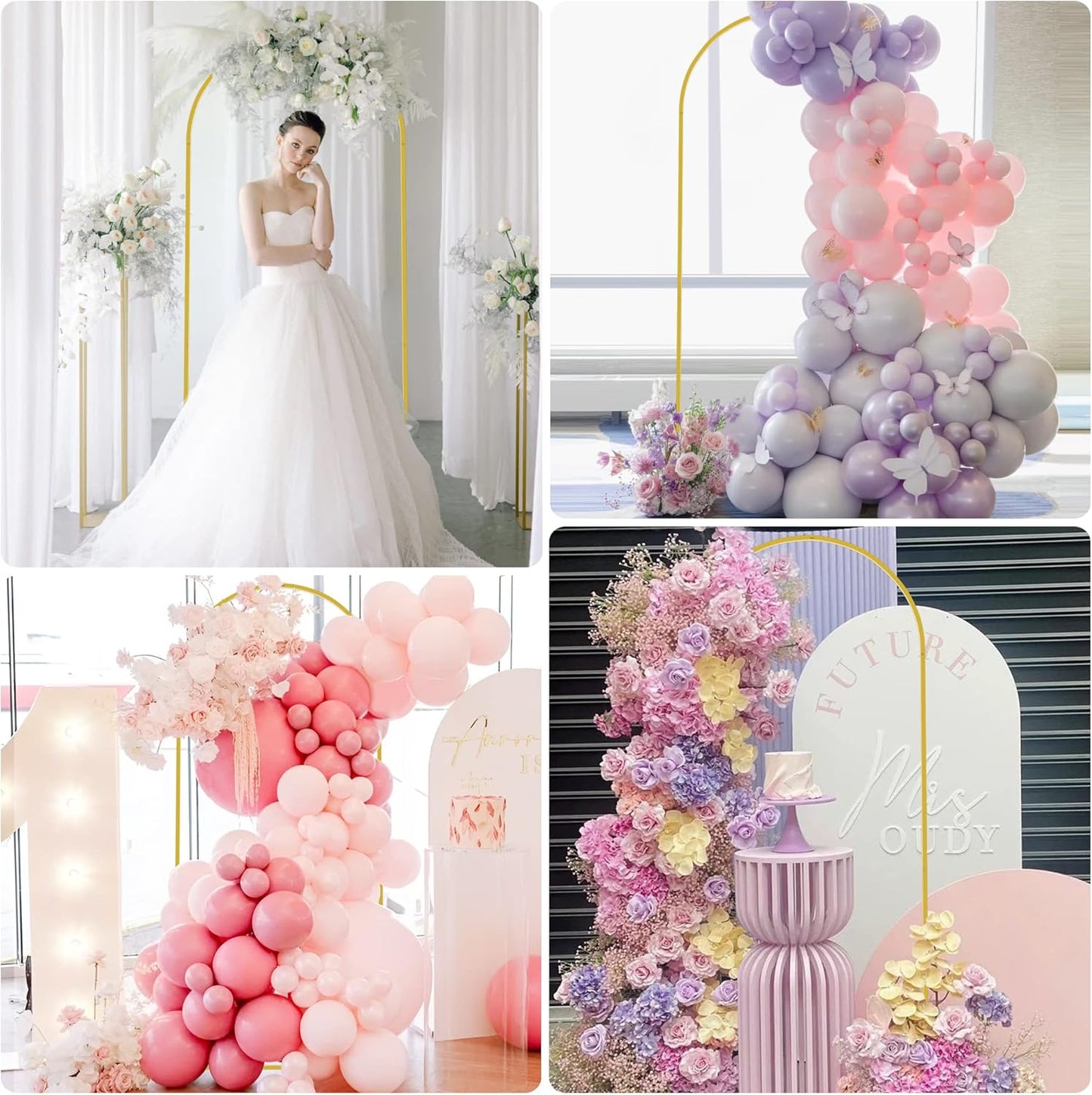 Wokceer 6 FT Wedding Arch Backdrop Stand and Arch Cover, Metal Backdrop Stand with Cover for Birthday Party Wedding Ceremony Bridal Baby Shower Event Decor