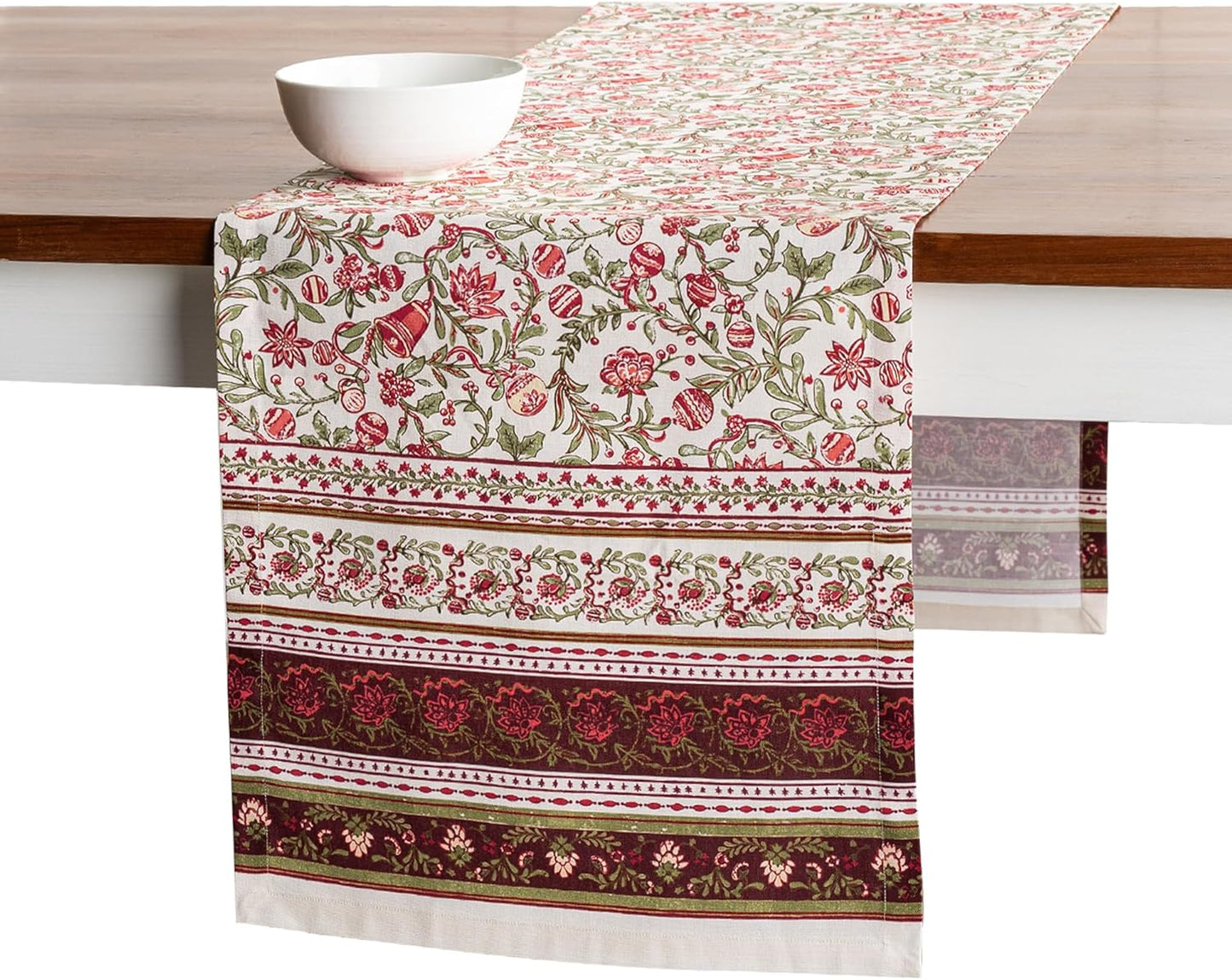 Maison d' Hermine Table Runner 100% Cotton Single Layer Table Runners 72 inches Long Decorative for Home Kitchen Dining Party Baby Shower Wedding Bridal Shower (Reveillon Au Jardin, 14.50" x 72")