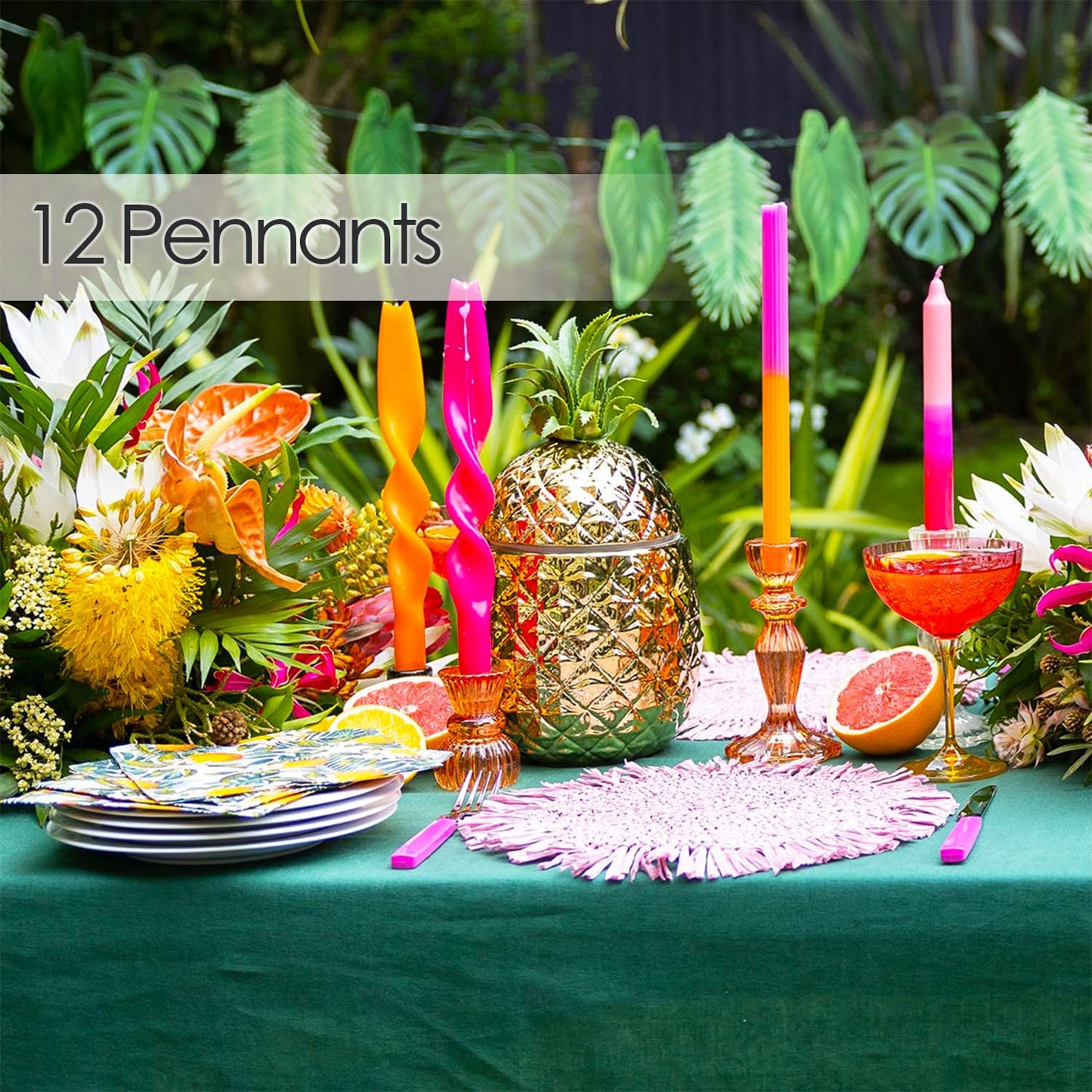 Talking Tables Reusable Tropical Party Decorations Palm Leaves Décor Leaf Garland Hawaiian Theme