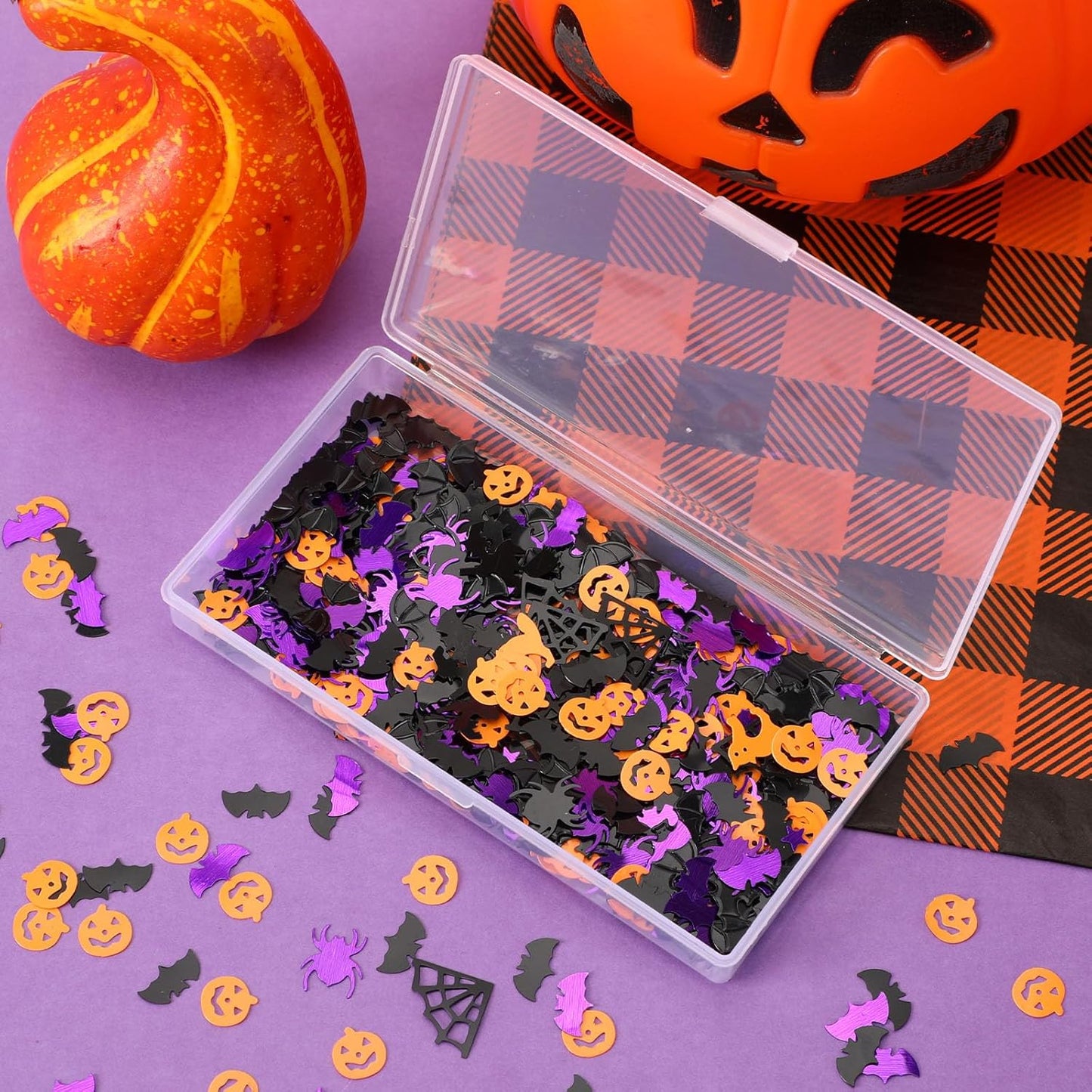 MARFOREVER Halloween Confetti Glitter Table Decorations Party Scatter Table Sprinkles Bats Spider Pumpkin for Halloween Party Supplies Decor