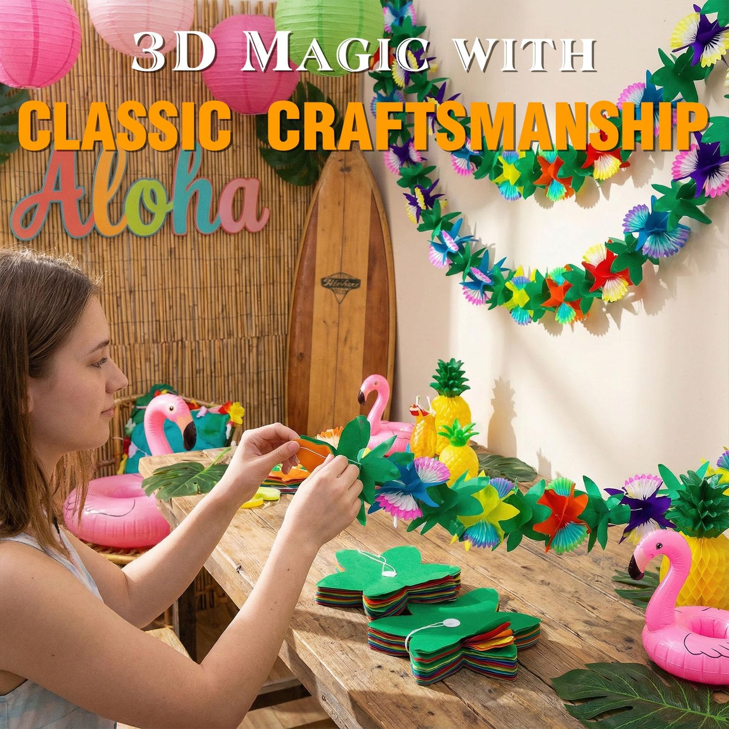 FUTUREPLUSX 2 Pack Tropical Garland Party Decorations, 20ft Summer Banner
