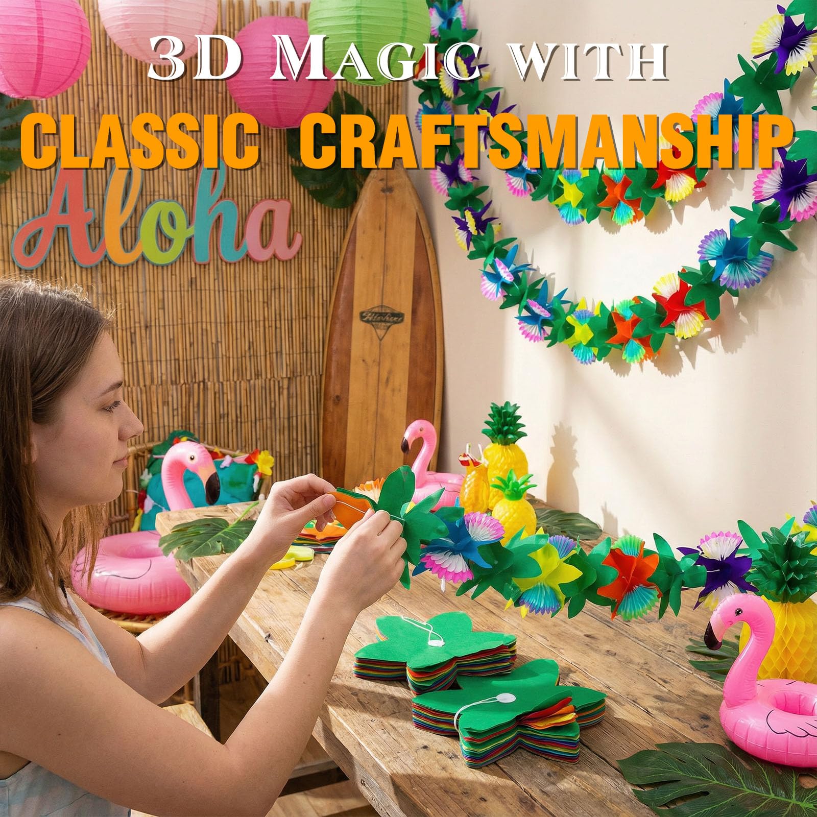 FUTUREPLUSX 2 Pack Tropical Garland Party Decorations, 20ft Summer Banner