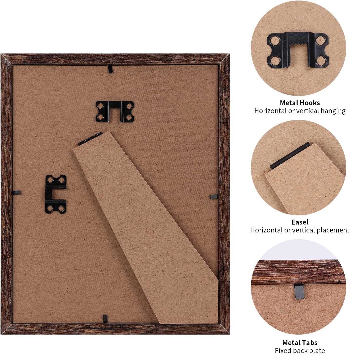 PETAFLOP Wooden Bulk 8x10 Picture Frame Set of 18, Rustic Brown Photo Frames Fits 8 by 10 for Wall or Tabletop Display