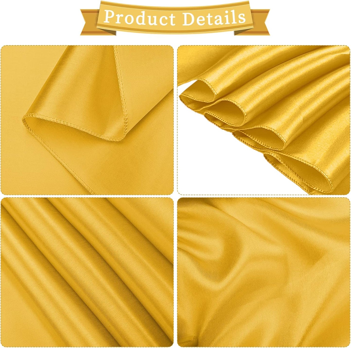 fani 60 PCS Gold Satin Chair Sashes Bows Universal Chair Cover for Wedding Reception Restaurant Event Decoration Banquet,Party,Hotel Event Decorations (7 x 108 inch)