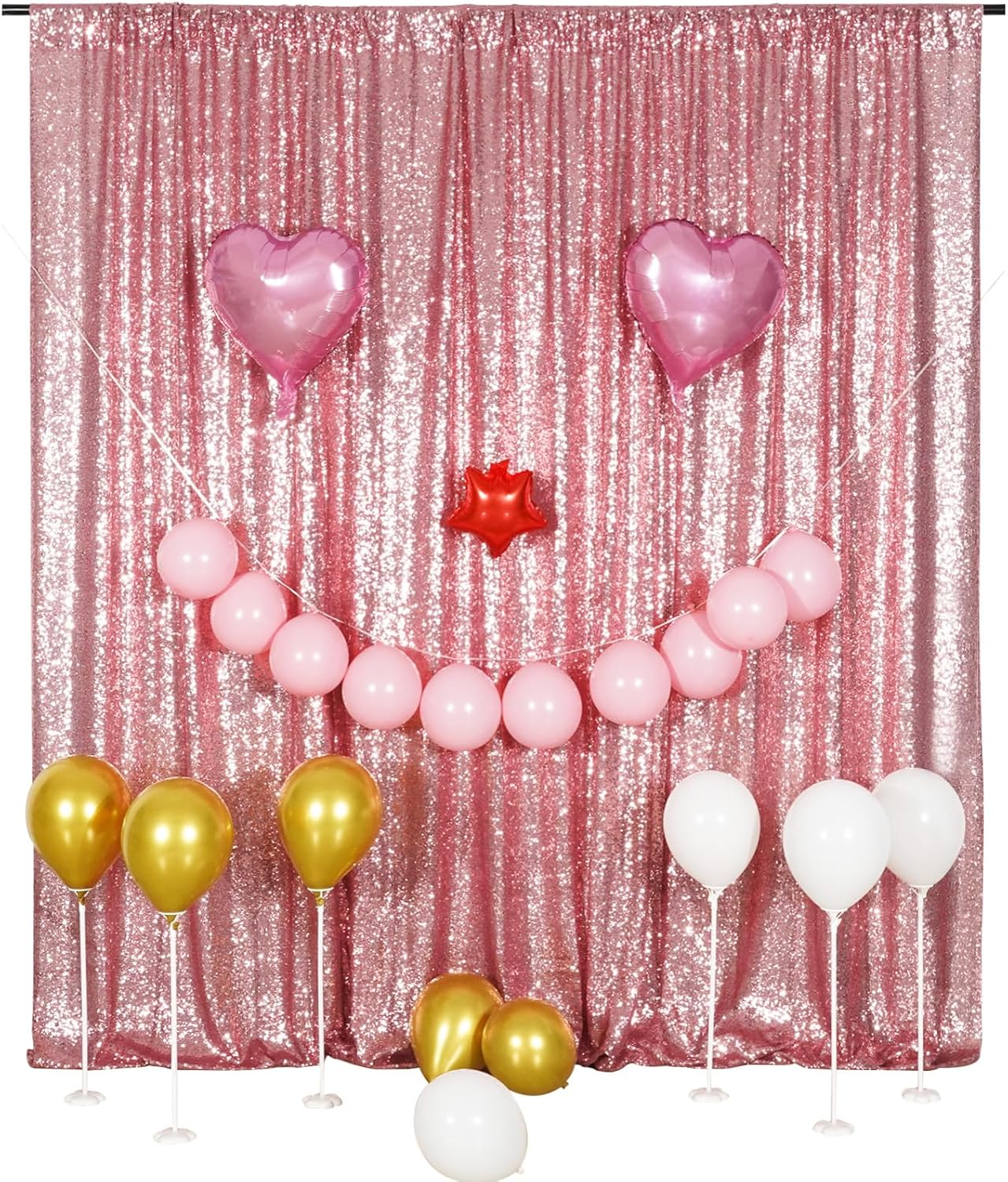 Poise3EHome Fuchsia Pink Sequin Backdrop,8FT x 10FT Sequin Photography Backdrop Curtain for Party Decoration