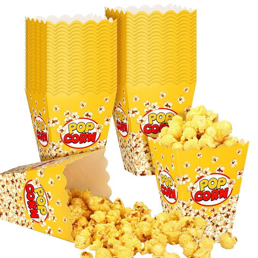 Panelee 100 Pack Popcorn Boxes for Movie Night 24oz Popcorn Disposable Paper Bucket Bags Bulk Snack Container Cups Holder for Christmas Party Carnival