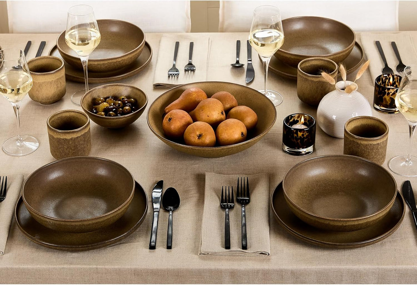 Solino Home Linen Natural Tablecloth 60 x 108 Inch - 100% Pure Linen Rectangular Tablecloth - Machine Washable Table Cloth for Fall, Autumn, Thanksgiving, Christmas, Holiday - Fete