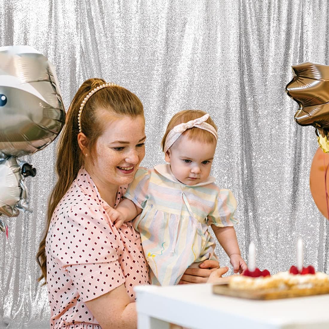 Poise3EHome Silver Sequin Backdrop, 20Ft x 10Ft Glitter Photography Background Curtains for Party Baby Shower Wedding Birthday Christmas Thanksgiving Halloween Decoration