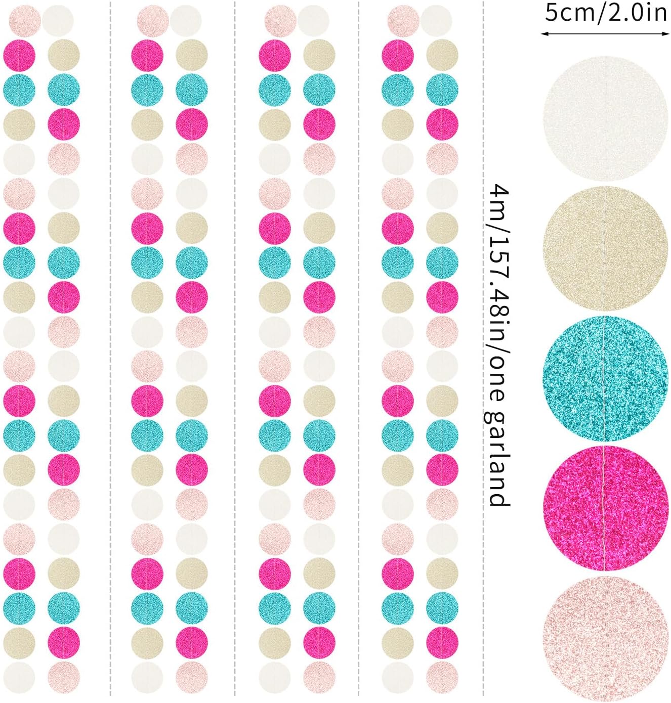 Teal Rose-Gold Champagne Party-Decorations Streamers - 52Ft Popular Girls Birthday Hanging Paper Garland Banner,Baby Bridal Shower Music Wedding Bachelorette Engagement Disco Supplies Decor Hugtmr