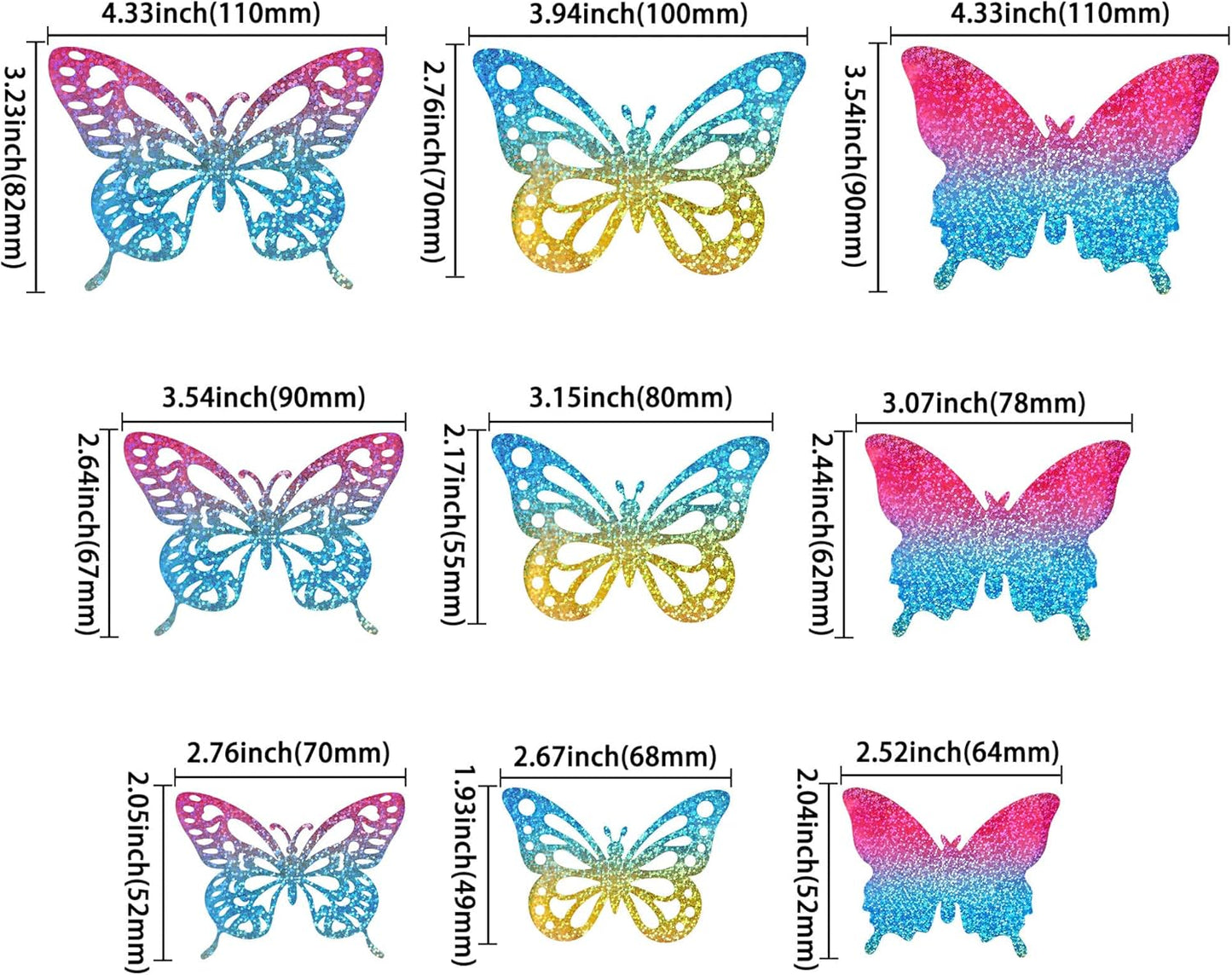 Gyufise 36Pcs Butterfly Cupcake Toppers Lively Art 3D Butterfly Cupcake Decorations Butterfly Cake Toppers Baby Shower Wedding Anniversary Kids Birthday Party Cake Wall Decorations Supplies Colorful
