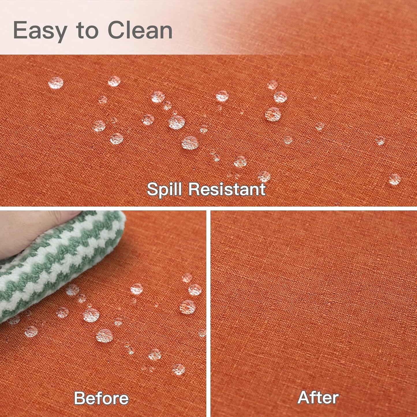 maxmill Fall Tablecloth Linen Texture Stain Resistant Waterproof Wrinkle Free Spillproof Washable Fabric Tablecloths, Dining, Harvest Thanksgiving Dinner Table Cloth, Rectangle 60 x 140 Inch, Rust