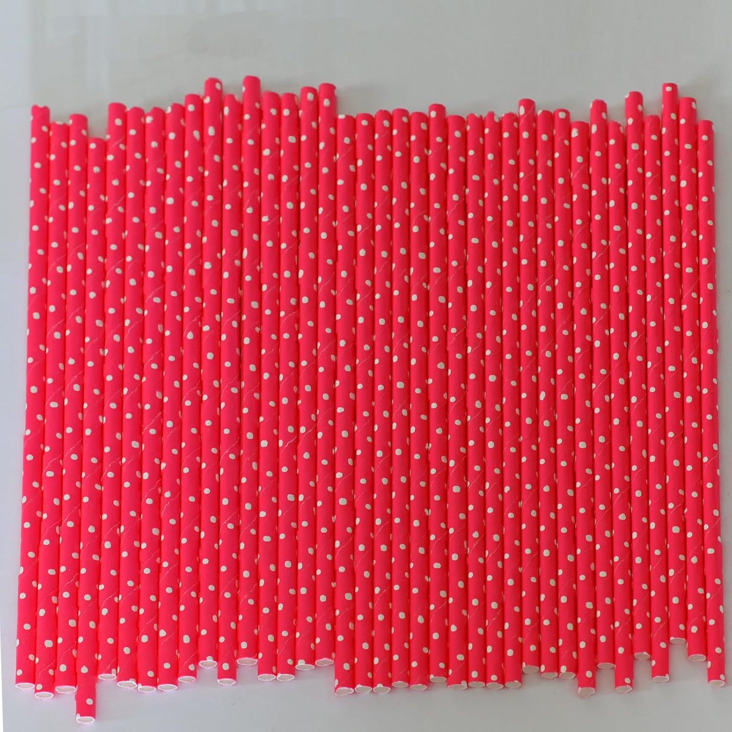 Red Paper Straws White Polka Dot Disposable Paper Drinking Straws for Parties, Weddings - 100 Pack, 7.75 Inch