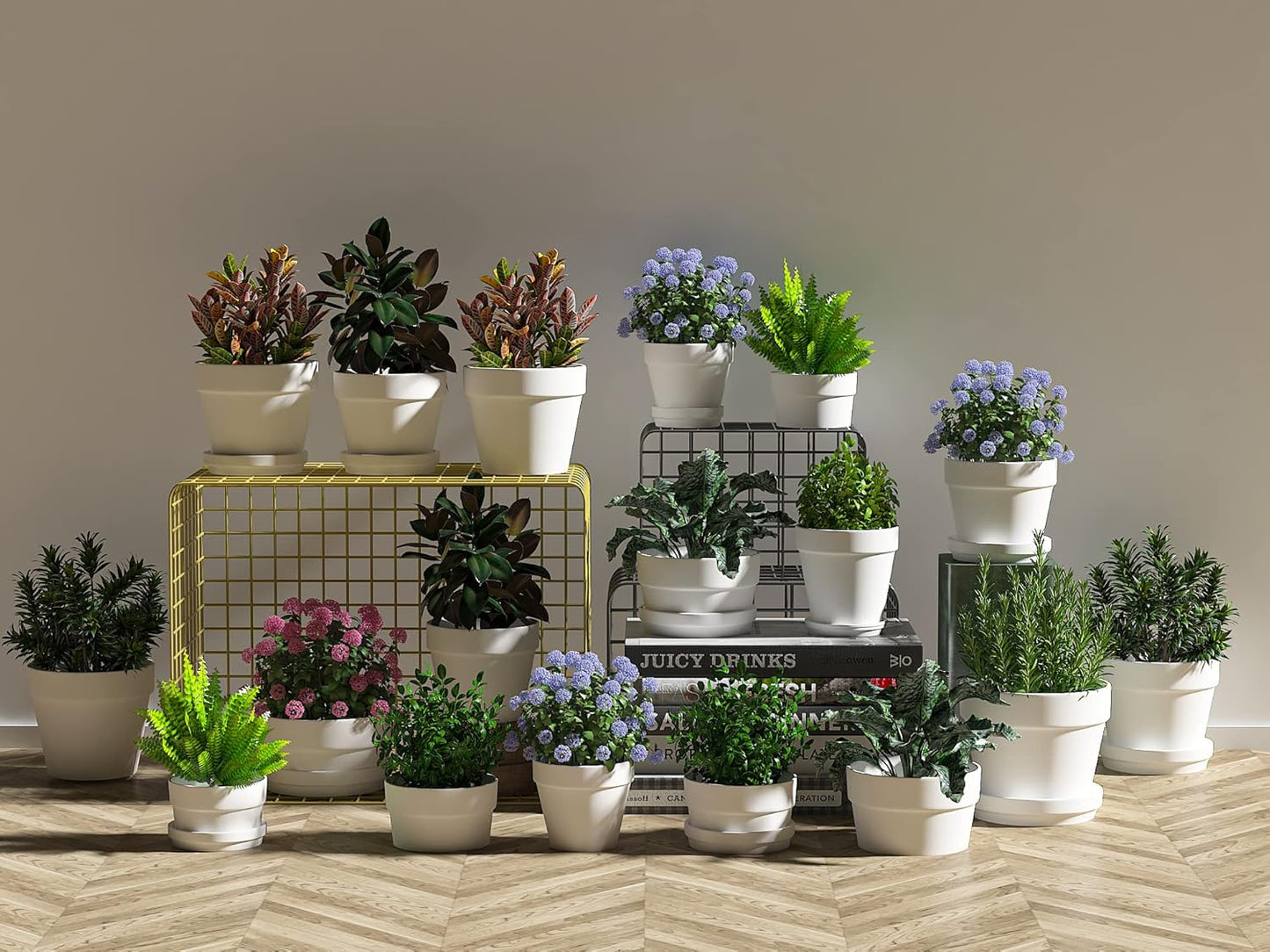 54 Pcs Small Mini White Clay Pots 2.1'' Terracotta Pot Clay Ceramic Pottery Planter Cactus Flower Pots Succulent Nursery Pots- Great for Window Boxes, Cactus, Plants, Crafts, Wedding Favors…