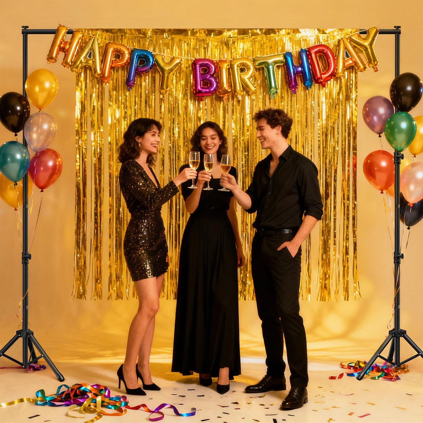 Forlogic Backdrop Stand 10x7.5ft(WxH),Portable Adjustable Photo Back Drop Stand for Party