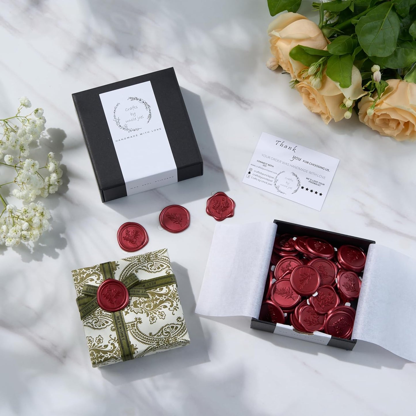 Wax Seal Stickers (60 Pcs, 3 Designs in 1 Pack) Premium Envelope Seal Stickers for Wedding Invitation Envelopes, Adhesive Wax Seals, Perfect for Seating Chart, Gift Wrapping