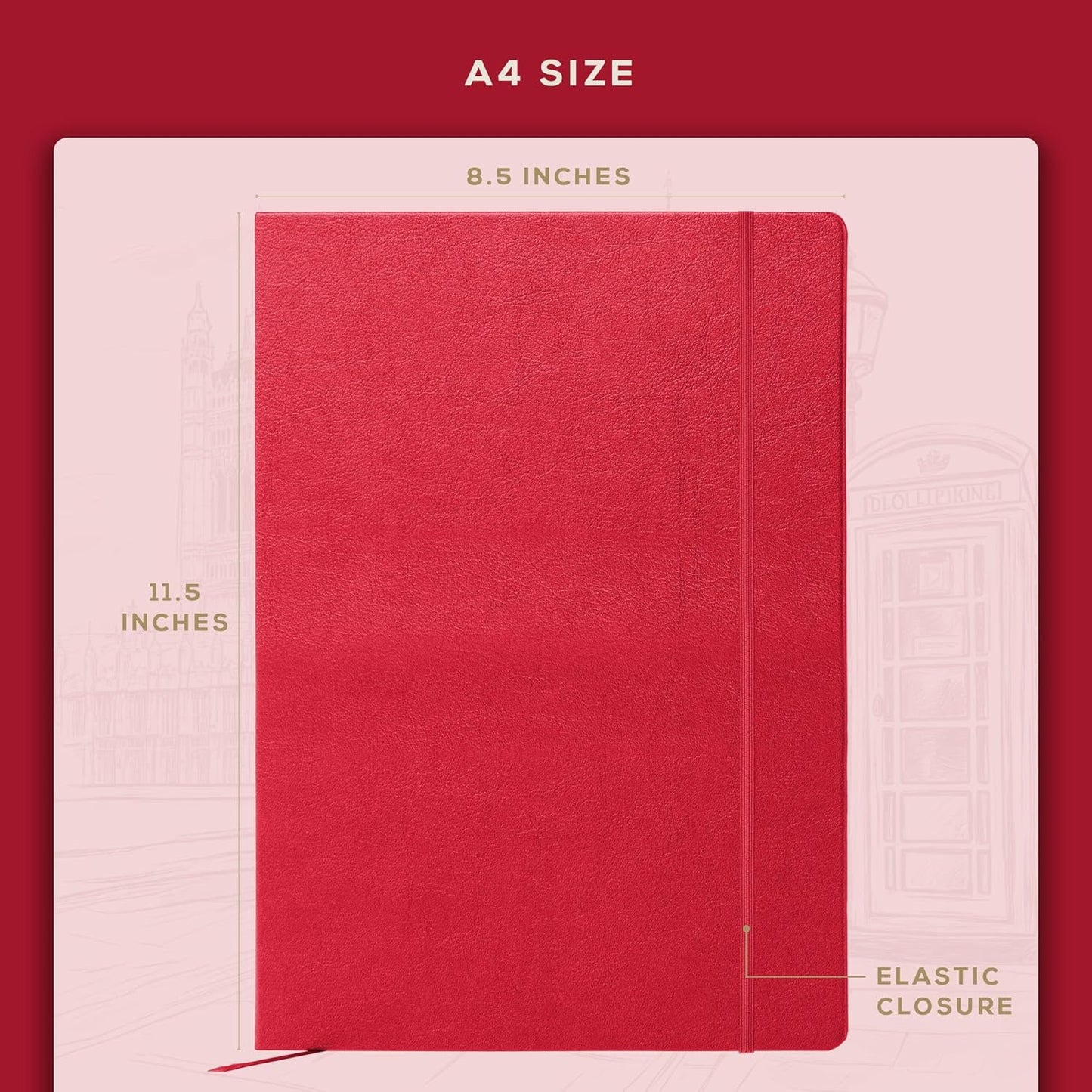 Beechmore Books A4 Sketchbook ??8.5x11 Premium Vegan Leather Bound Large Sketch Book Hardcover with 156 Thick 160gsm Perforated Ivory Pages, Blank Sketch Pad, Gift Boxed, Back Pocket, Ribbon Bookmark