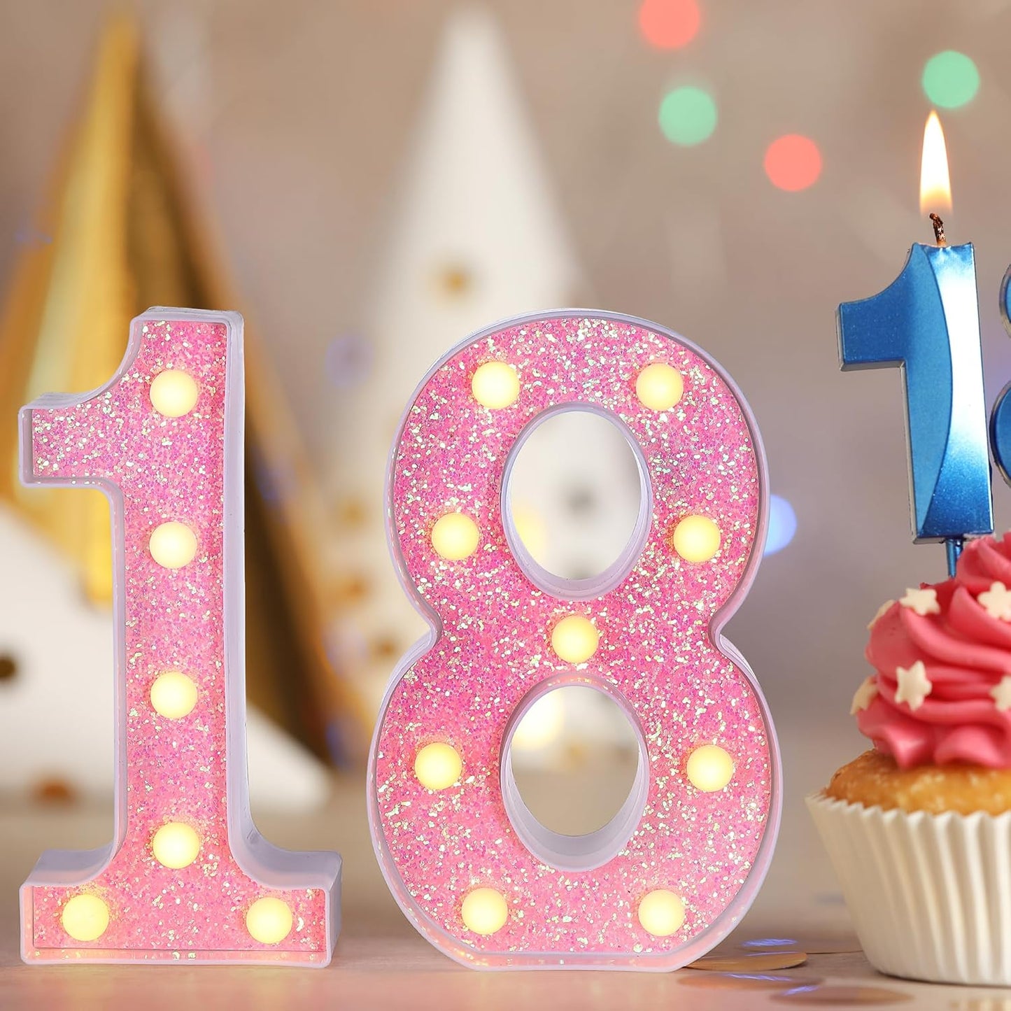 Foaky Pink Light up Letters，Pink Party Decorations,Girls Room Decor,Glitter Marquee Numbers,Alphabet Letter Sign for Night Light Birthday Party Girls Gifts, Home Bar Decoration (2)