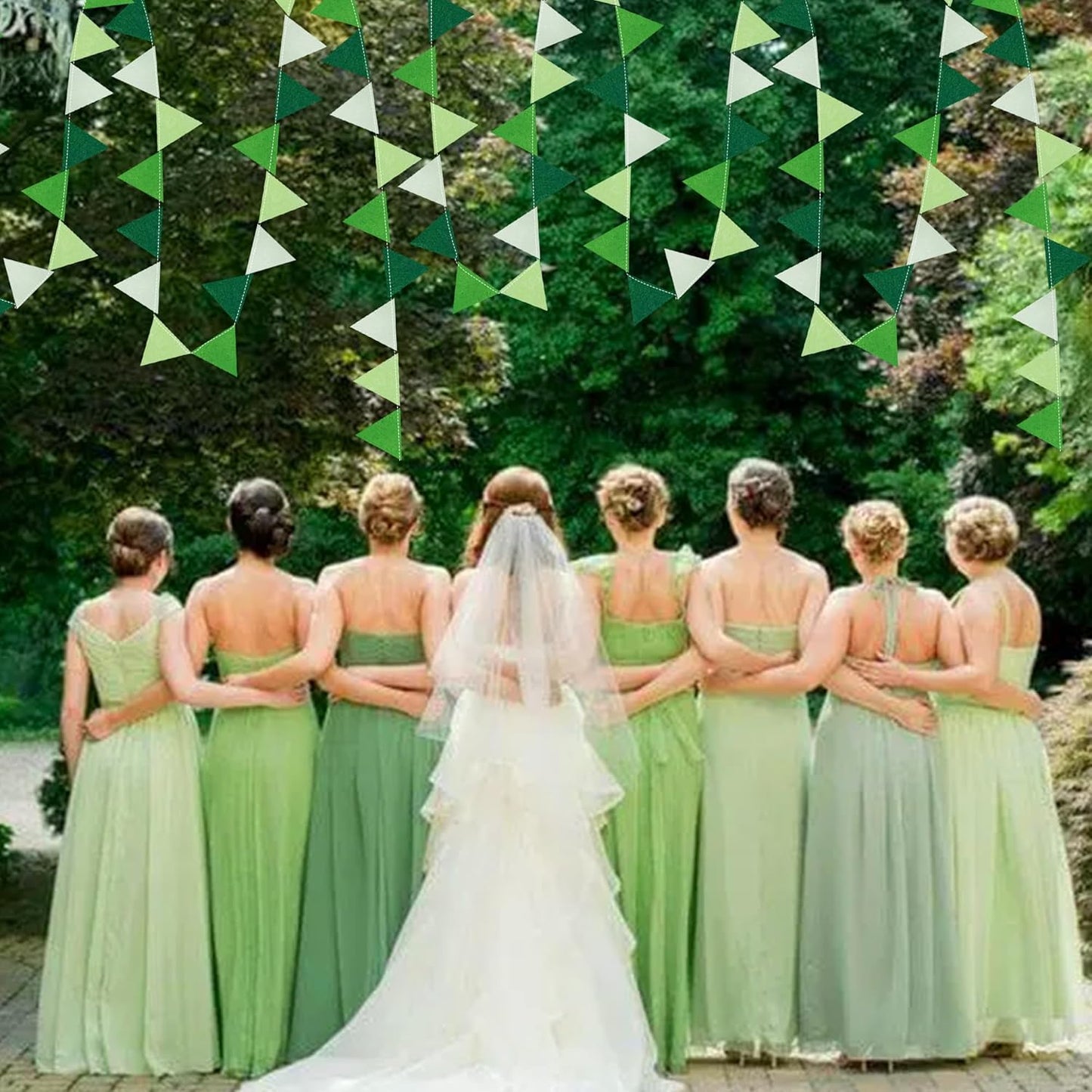 Green Party Decorations Ombre Green Felt Hanging Triangle Mini Bunting Pennant Banner Flag for Birthday Wedding Baby Shower Engagement Spring Summer St Patrick's day Party Classroom Nursery Decor