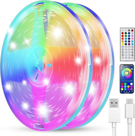 Smart LED Strip Lights 200FT (2 Rolls of 100 ft) for Bedroom App Control Lighting Bedroom Rome Decor with Remote, RGB Music Sync Color Changing LED Lights for Party,Game Room