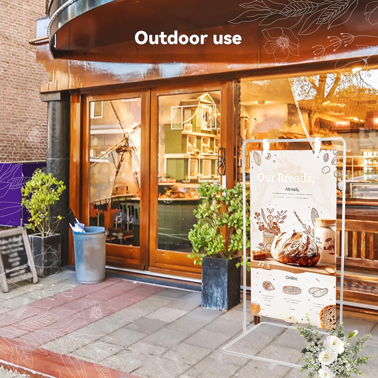 Wedding Sign Holder, Adjustable Welcome Sign Stand w/ Leather Hanging Strap, Satin Ribbon & Carry-on Bag, Heavy Duty Easel Stand for Wedding Seating Chart, Display & Poster (White)