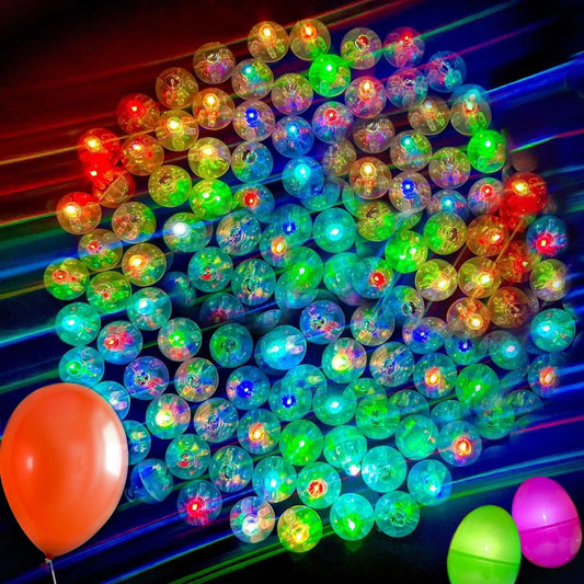 GiftExpress Mini LED Ballon Lights - 100 Pieces & 48+ Hours of Flashing Multicolor Glow for Balloons, Light Up Easter Egg, Xmas Decor Waterproof Bright Blinking Light Up Ball for Party Decoration