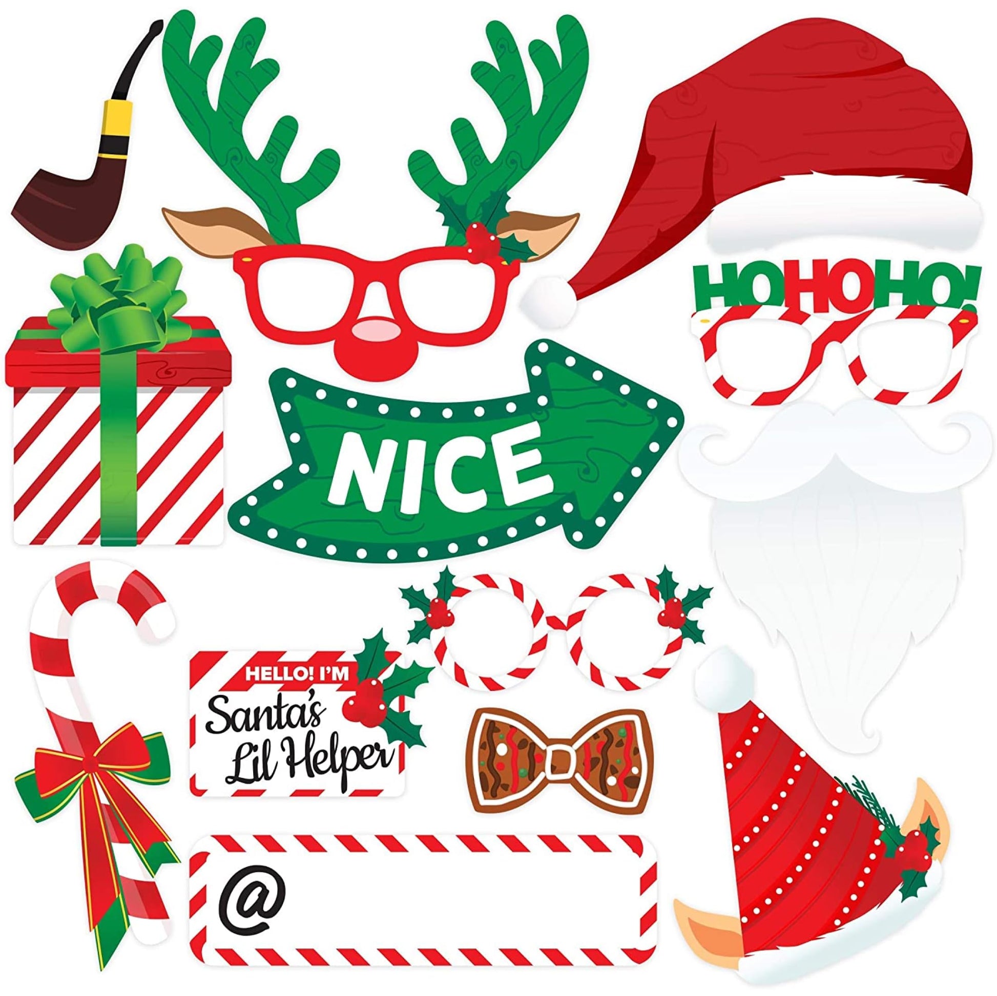 Christmas Photo Booth Props 38pc Set - Christmas Party Decorations, Party Favors, Games & Supplies