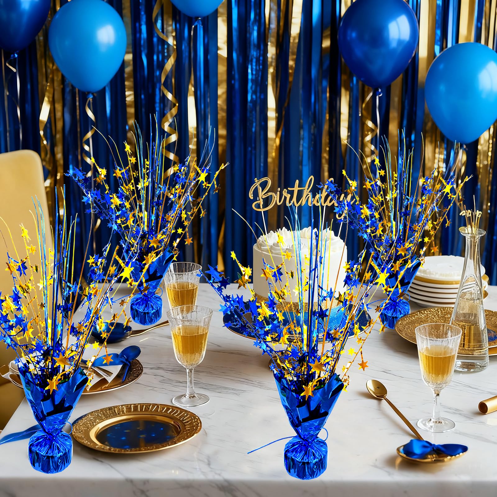YinNorth 6 Pack Metallic Foil Spray Table Centerpiece Decoration Star Brust Glitter Table Topper