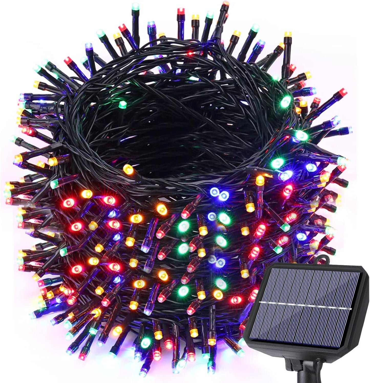 Toodour Solar Christmas Lights, 121ft 350 LED 8 Modes Outdoor Christmas String Lights, Waterproof Solar String Light for Xmas Tree, Fence, Holiday, Party, Balcony, Outdoo Xmas Decorations -Multicolor
