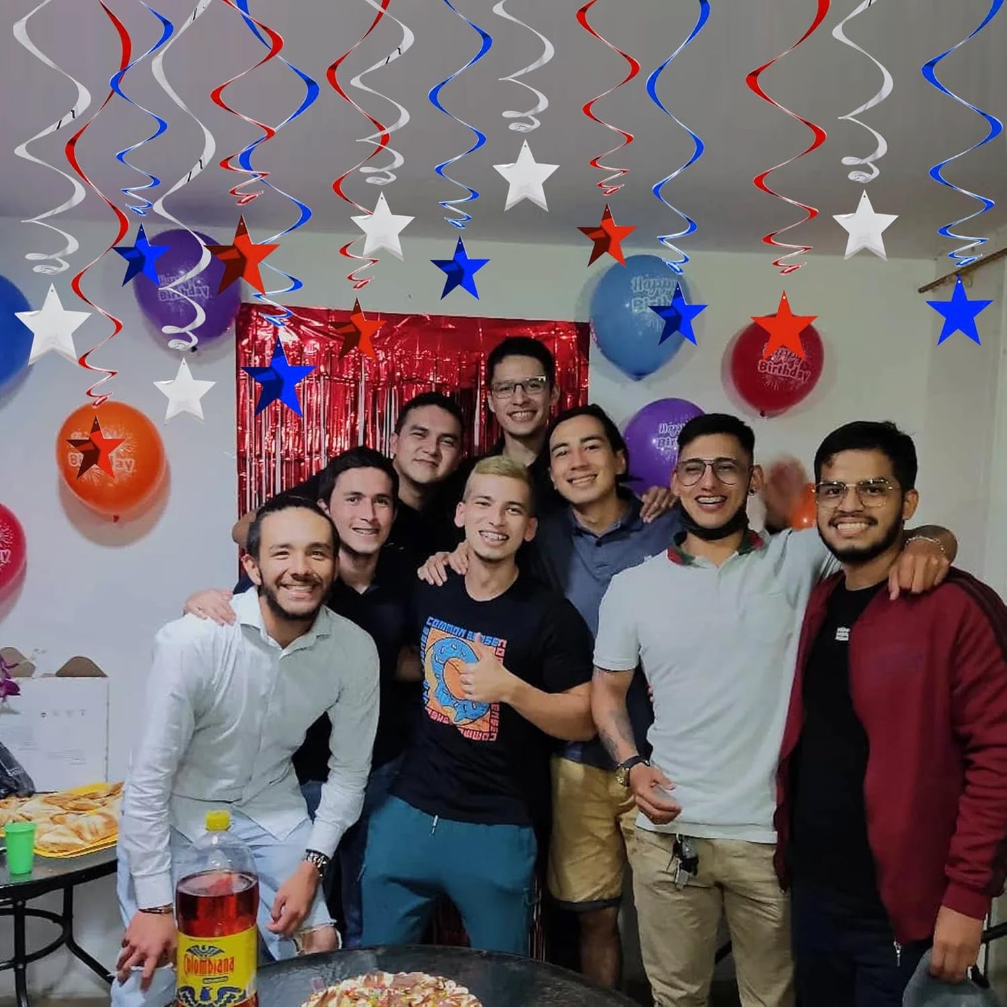 BEISHIDA Red Blue Silver Star Hanging Swirl Decorations,July 4th Hanging Party Supplies for July 4th Graduation Wedding Baby Shower Birthday Decorations,Pack of 15