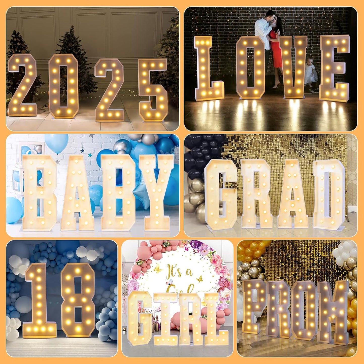 4ft Marquee for Letters W, Large Light up Letters, Multifunctional Large Marquee for Letters 4 Feet Tall for Party Decorations, Letter Balloons, Wedding Decor, Proposal Decorations (Letters W)
