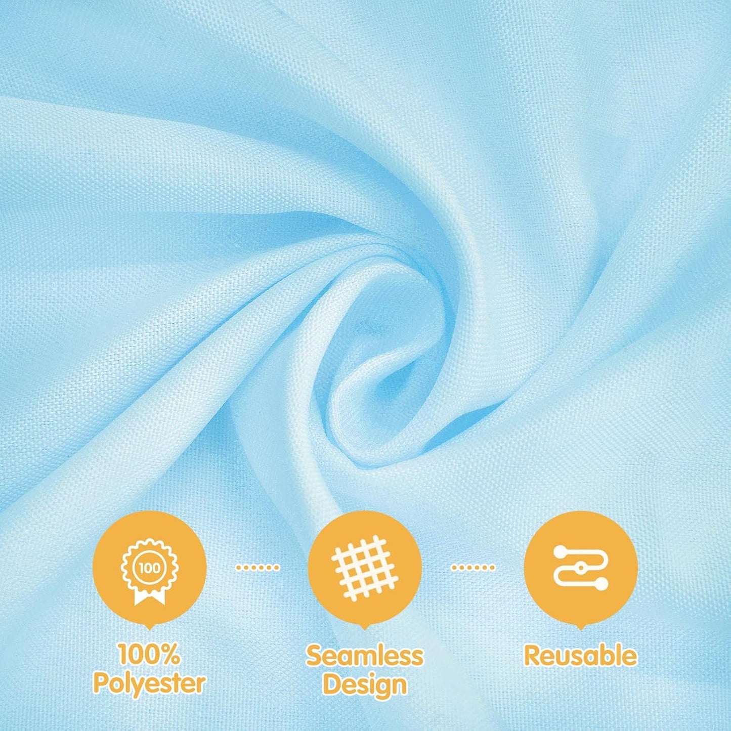 BRILLMAX 6 Pack Light Blue Tablecloths for 6 Foot Rectangle Tables 60 x 102 Inch - 6ft Rectangular Bulk Linen Polyester Fabric Washable Cloth Cover for Wedding Reception Banquet Birthday Party