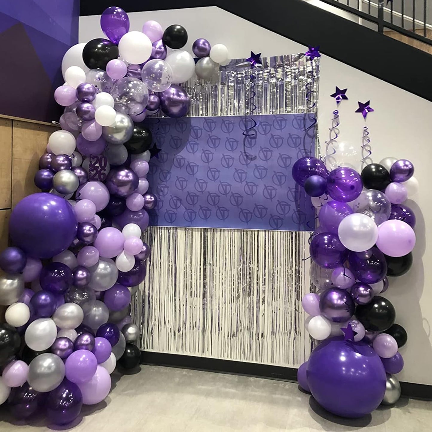 Togvu Balloon Purple and White, 60 Packs 12 Inch Dark Light Metallic Chrome Confetti Balloons Set for Girls Women Wedding Birthday Baby Shower Bridal Bachelorette Decorations