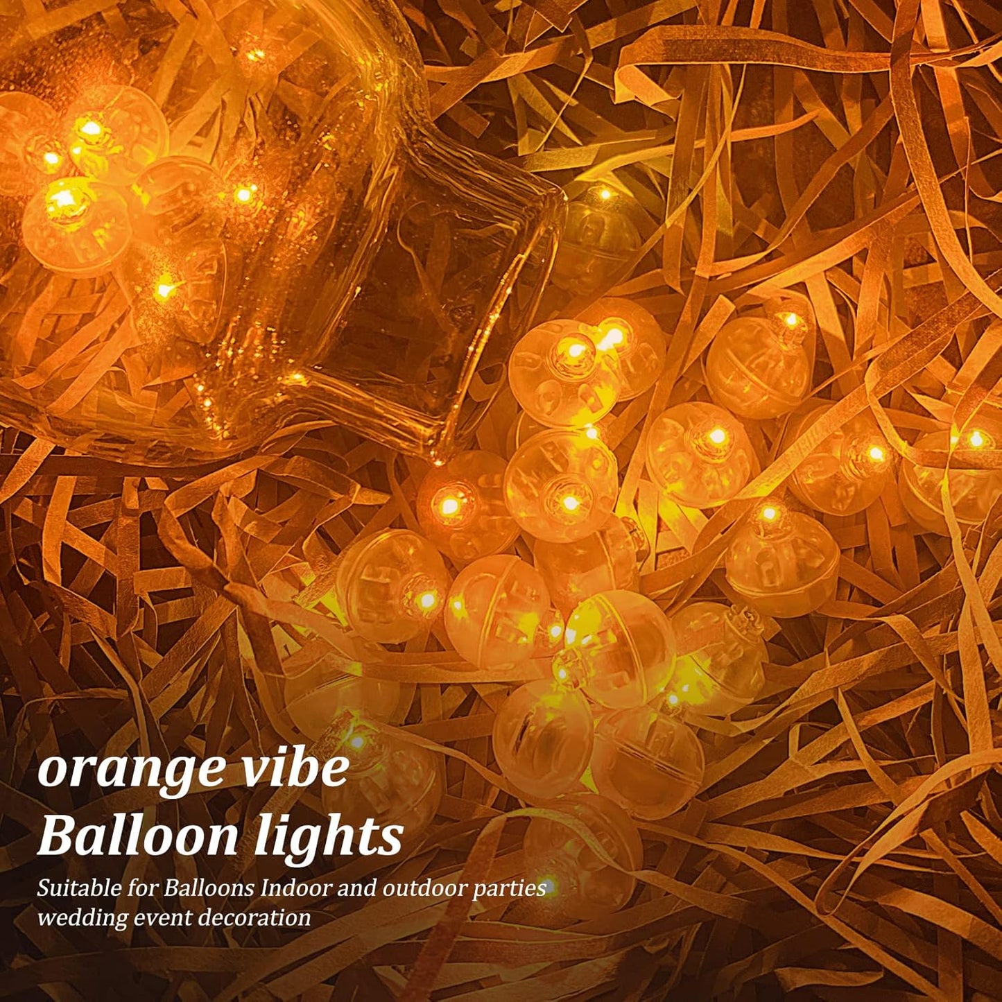 50pcs LED Orange Balloon Light Mini Tiny LED Light, Small Round Led Ball Lamp for Paper Lantern Indoor Outdoor Fun Birthday Event Halloween Christmas Party Wedding Decoration Supplies