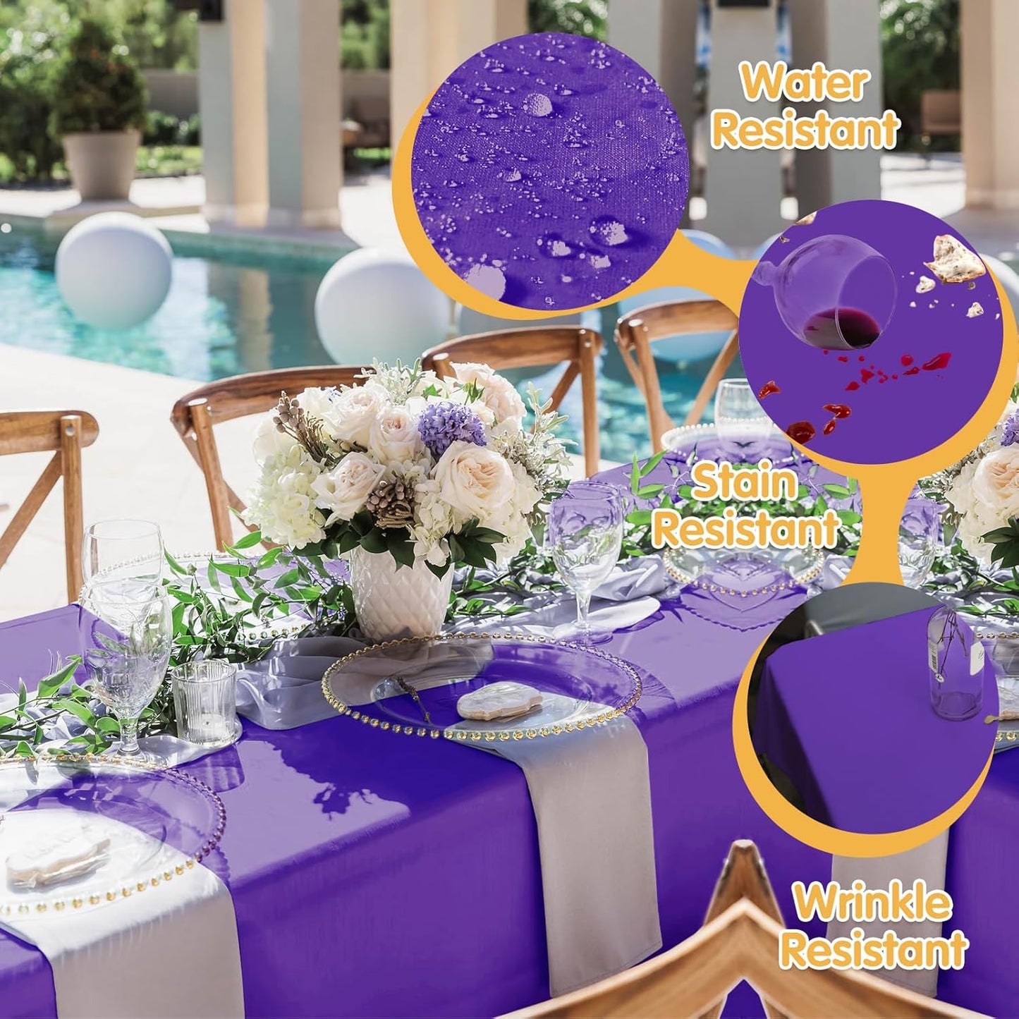 BRILLMAX 6 Pack Purple Tablecloths for 6 Foot Rectangle Tables 90 x 132 Inch - 6ft Rectangular Bulk Linen Polyester Fabric Washable Cloth Cover for Wedding Reception Banquet Birthday Party