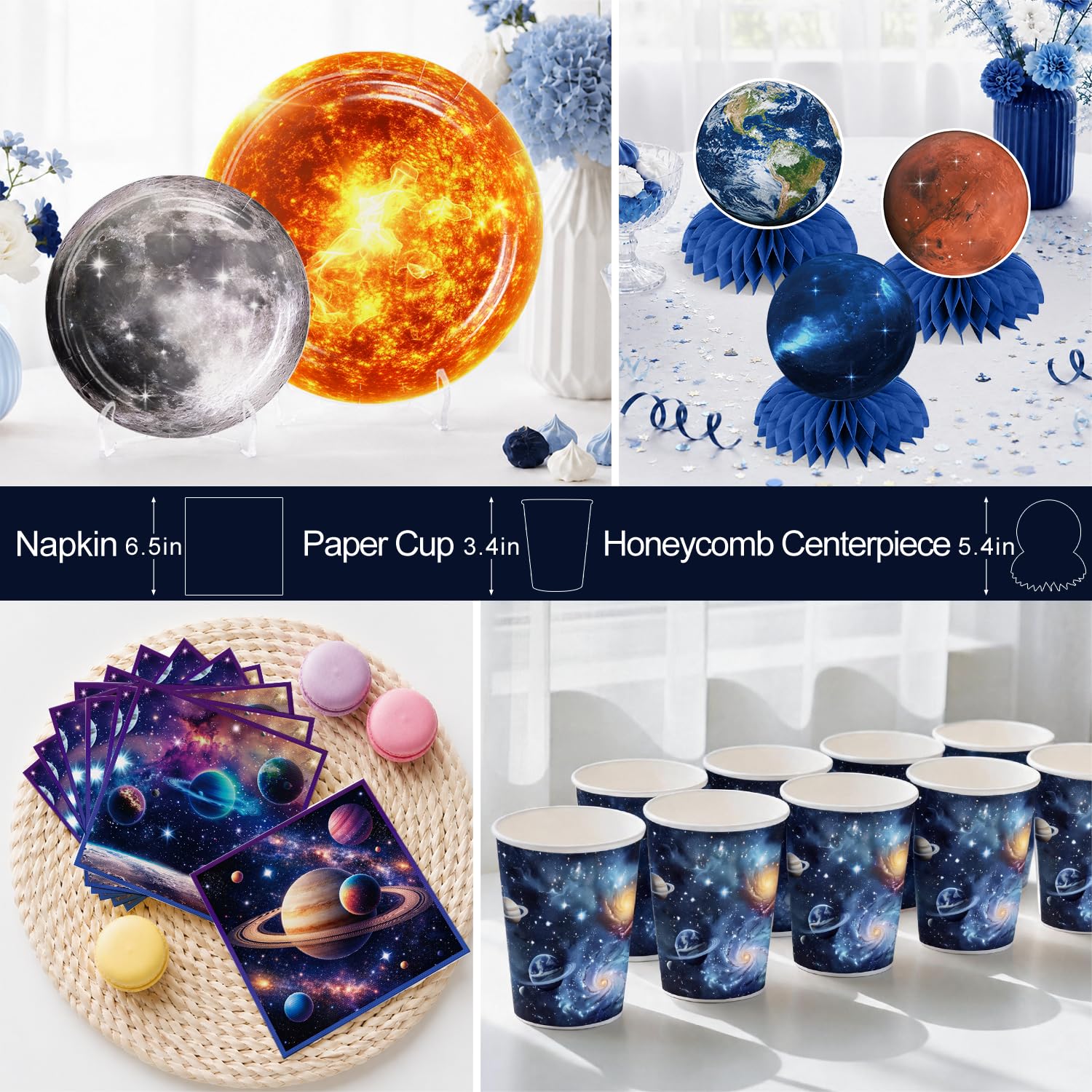 Xynic 210Pcs Space Birthday Decorations Tableware Set, Serves 24