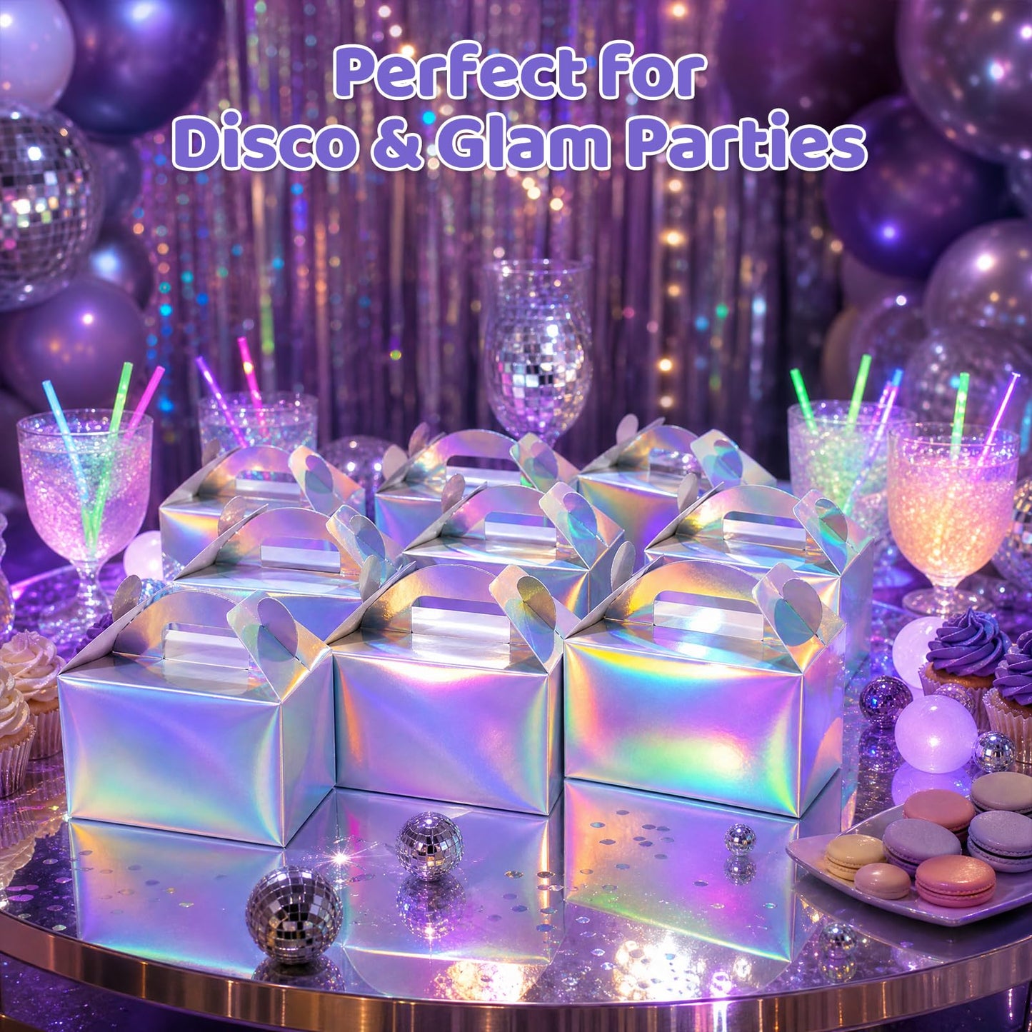 VGOODALL 16PCS Iridescent Gable Favor Boxes, 6.1 X 3.3 X 3.5 inches